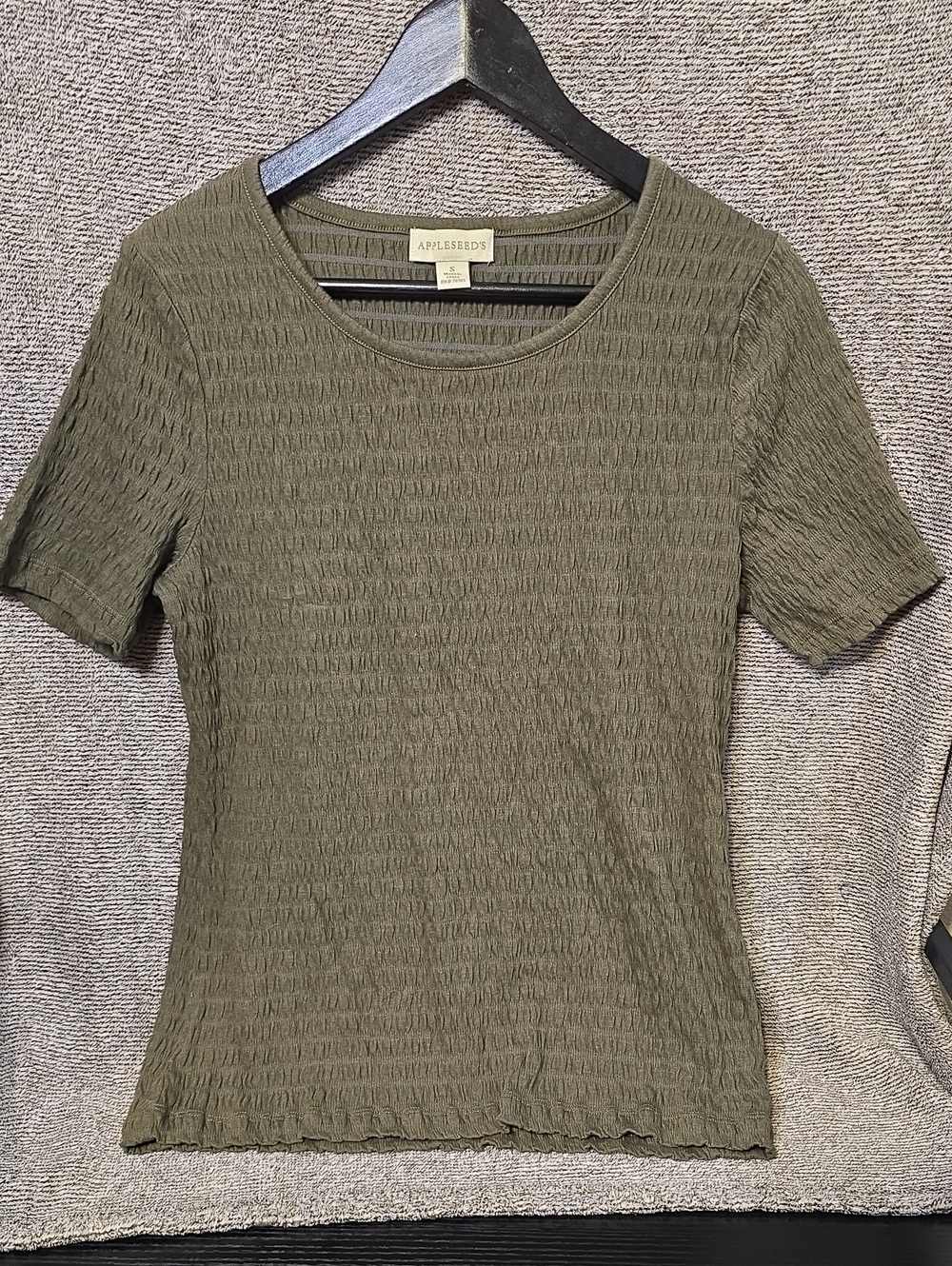 Appleseed Olive Green Short Sleeve Textured Tee